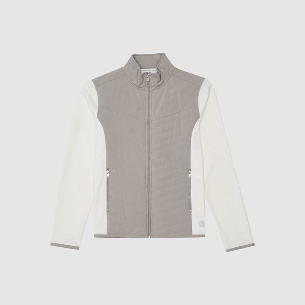 REISS Golf Formby Hybrid Performance Jacket Ecru Grey Size M - Picture 3 of 10
